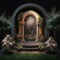 weddings an arch of flowers a garden of branches and roses with a romantic nature