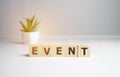 events word background on wood blocks. managment concept