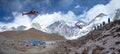 Everest base camp Gorak Shep rescue helicopters in action Himalayas Nepal Royalty Free Stock Photo