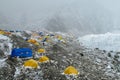 Everest Base Camp tents on Khumbu glacier EBC Nepal side Royalty Free Stock Photo