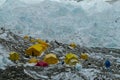 Everest Base Camp tents on Khumbu glacier EBC Nepal side Royalty Free Stock Photo