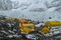 Everest Base Camp tents on Khumbu glacier EBC Nepal side Royalty Free Stock Photo