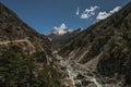 Everest base camp trekking. high mountains in Nepal. high altitude landscape