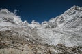 Everest base camp trekking. high mountains in Nepal. high altitude landscape