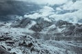 Everest base camp trekking. high mountains in Nepal. high altitude landscape