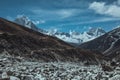 Everest base camp trekking. high mountains in Nepal. high altitude landscape