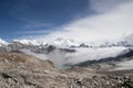 Everest base camp trekking Nepal scenics view of Himalaya mountain range at Renjo la pass Royalty Free Stock Photo