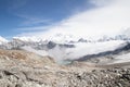 Everest base camp trekking Nepal scenics view of Himalaya mountain range at Renjo la pass Royalty Free Stock Photo