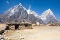 Everest base camp trekking path in Dingboche area, Nepal Royalty Free Stock Photo