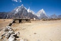 Everest base camp trekking path in Dingboche area, Nepal Royalty Free Stock Photo