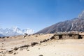 Everest base camp trekking path in Dingboche area, Nepal Royalty Free Stock Photo