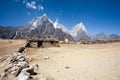 Everest base camp trekking path in Dingboche area, Nepal Royalty Free Stock Photo