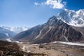 Everest base camp trekking path in Dingboche area, Nepal Royalty Free Stock Photo