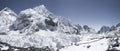 Everest base camp with view on Nuptse and Khumbu Royalty Free Stock Photo