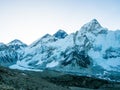 Everest Mountain at the back of Himalaya Mountains in the morning Royalty Free Stock Photo