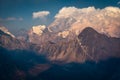 Everest mountain peak view from Gokyo Ri at sunset, Everest region in Himalayas range, Nepal