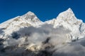 Everest and Nuptse mountain peak view from Kalapattar view point, Himalayas range, Nepal Royalty Free Stock Photo