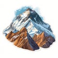 Highly Detailed Mount Everest Sticker On White Background