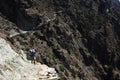 Everest trek, Tourist is hiking on Pangboche - Portse upper trail. Mountains Himalayas