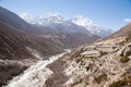 Everest view from EBC trekking near Dingboche, Nepal Royalty Free Stock Photo