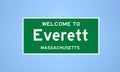 Everett, Massachusetts city limit sign. Town sign from the USA.