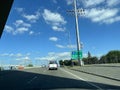 Everett, WA USA - circa July 2023: Wide view of the Interstate 5 North to Everett sign on a clear, sunny day