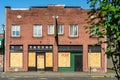 Closed Business Boarded Up Due To Social Distancing Ordinance Royalty Free Stock Photo