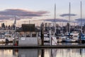 Public waterfront dock at Sunset Royalty Free Stock Photo