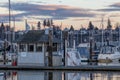 Public waterfront dock at Sunset Royalty Free Stock Photo