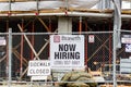 Local Construction Business Now Hiring Sign Looking for New Employees