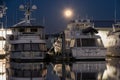 Moonlight on docked pleasure boats