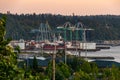 Sunset on Port Gardener includes Everett Port Docks