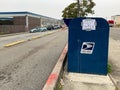 USPS postal drop box with hand written out of order sign on it in front of local Post Office Royalty Free Stock Photo