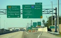 Everglades, FL, U.S.A - January 3, 2020 - The view of the exit into South Florida Turnpike and I-95 North to Naples and I-95 South