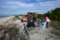 Young adults camping on beach in Middle Cape Sable in Everglades National Park.