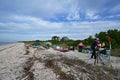 Young adults camping on beach in Middle Cape Sable in Everglades National Park. Royalty Free Stock Photo