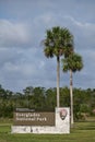 Everglades National Park sign main park entrance at Ernest Coe Visitor Center.