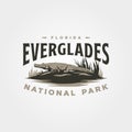 everglades vintage logo vector with crocodile illustration design