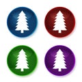 Evergreen conifer pine tree icon shiny round buttons set illustration