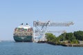 Evergreen container ship, Boston, MA, USA Royalty Free Stock Photo