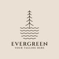 evergreen logo line art design with minimalist style