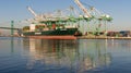 Evergreen Marine Corporation Container Ship Port of LOs Angeles Royalty Free Stock Photo