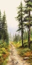 Evergreen Path: A Hyper Realistic Watercolor Painting