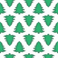 Evergreen pine tree. Vector concept in doodle and sketch style. Hand drawn illustration for printing on T-shirts, postcards Royalty Free Stock Photo