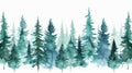 Evergreen Trees Watercolor Painting Royalty Free Stock Photo