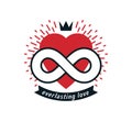 Everlasting Love concept, vector symbol created with infinity lo