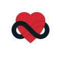 Everlasting Love concept, vector symbol created with infinity lo