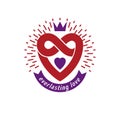 Everlasting Love concept, vector symbol created with infinity loop sign . Royalty Free Stock Photo