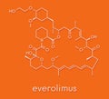 Everolimus immunosuppressant molecule. Used in drug-eluting coronary stents. Skeletal formula.