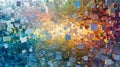An evershifting mosaic of translucent squares capturing the fluidity and volatility of crypto liquidity Royalty Free Stock Photo